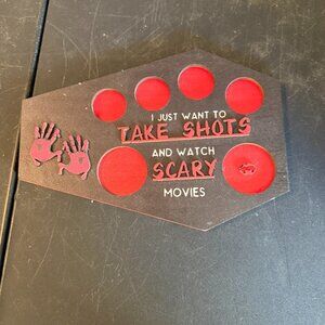 Shot Glass Serving Tray Wooden Horror Tequila Holder Bar Vodka Party (110)